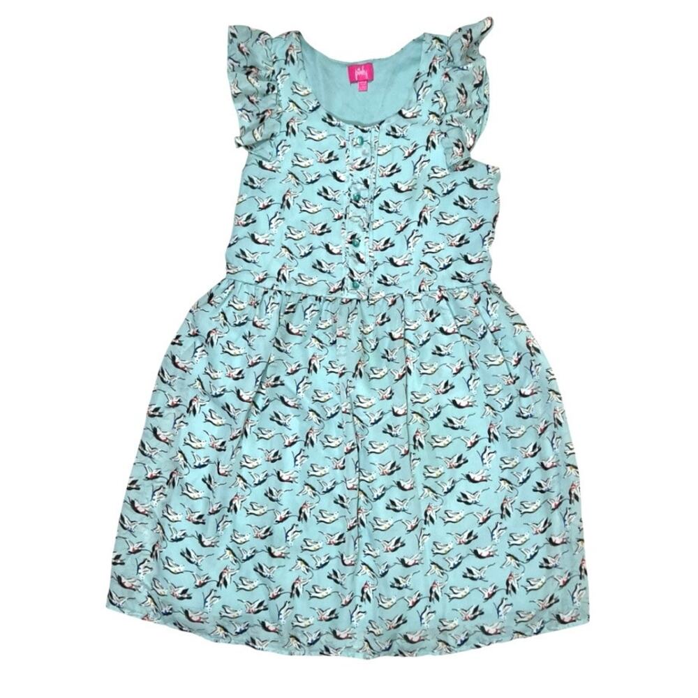 Girls Adorable Ruffle Dress w/Birds Sleeveless Size 16
